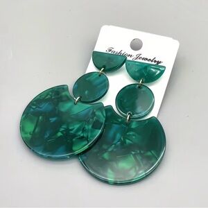 Fashion Jewelry Green Marble Acrylic Drop Earrings